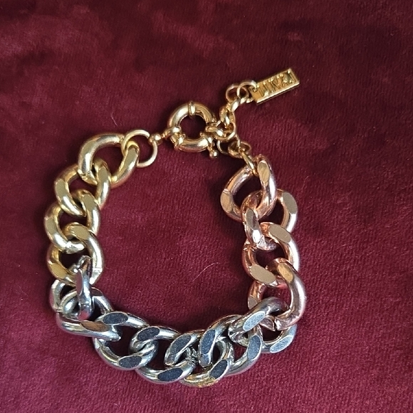 Vintage Y2k Luvaj Gold, Rose Gold and Silver Tone Chunky Chain Bracelet💫 - Picture 1 of 4